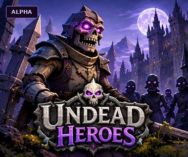 Undead Heroes: an armoured skeleton hero in front of a dark castle