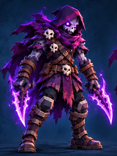 The Shadow Walker with twin violet blades